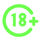 Icône verte de vérification d'âge 18+